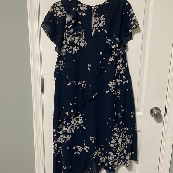 Rachel Roy navy blue floral dress with tie waist size XL - Picture 3 of 4